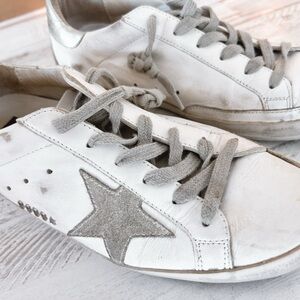 Golden Goose White Sneakers with Grey Star